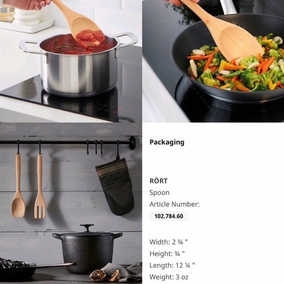 3/$15 NEW RORT Cooking Spoon Beech Wood Stirfry Utensil ~12”, 1 SPOON - Picture 2 of 16